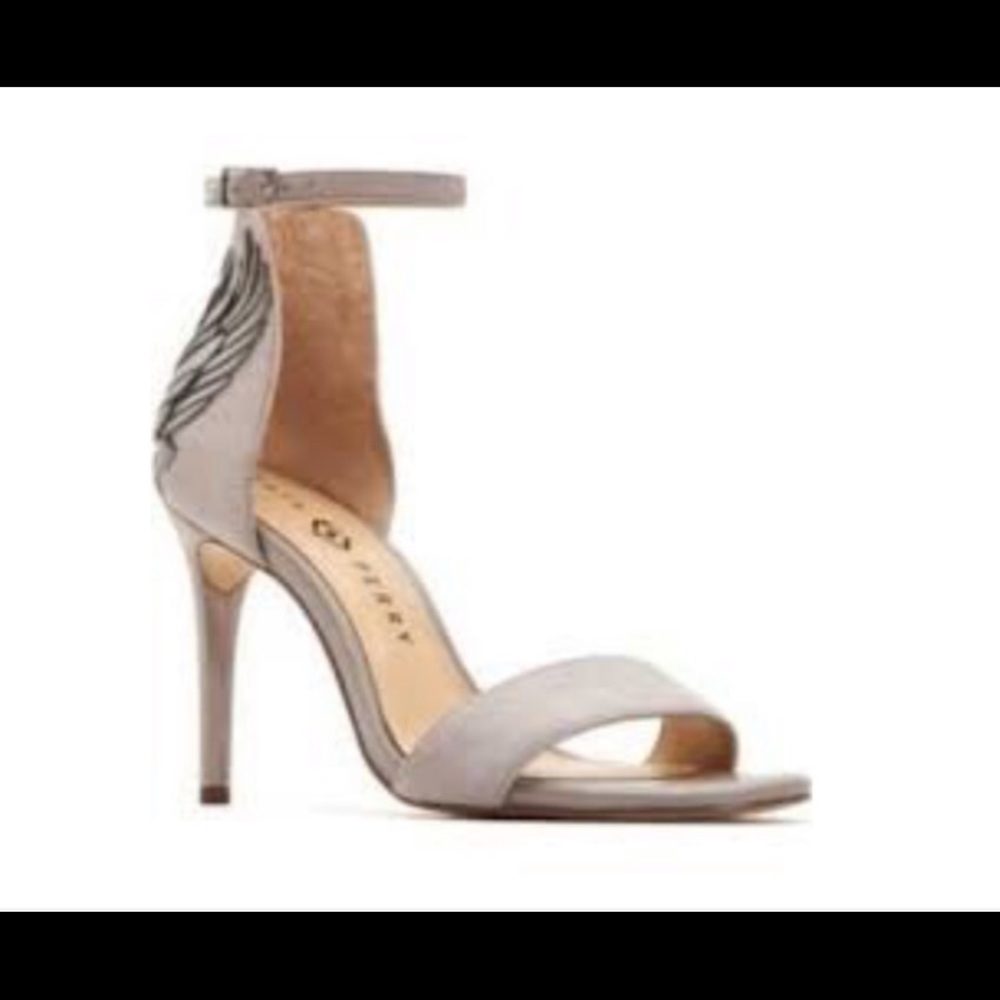 Katy Perry Winged Gray Suede Strappy Sandals